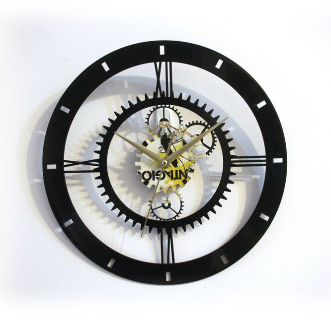 黑膠時鐘-齒輪