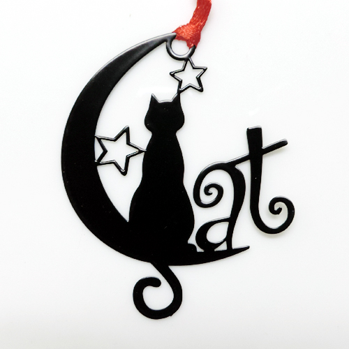貓咪剪影不銹鋼書籤-貓&月亮