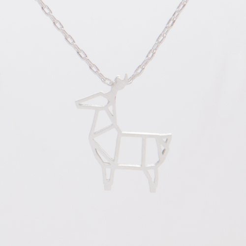 麋鹿鏤空造型項鍊 (銀)