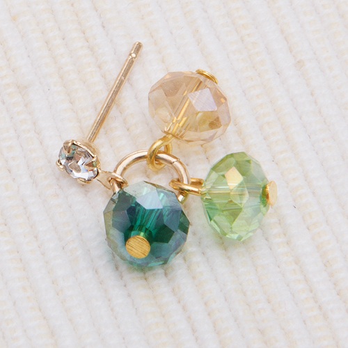 三珠墜飾 耳環/耳針 (綠)